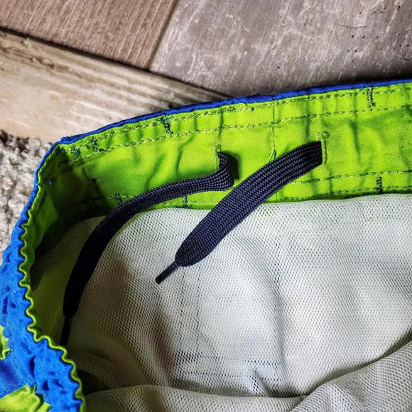 OP Ocean Pacific Green and Blue Boys Swim Trunks Board Shorts Size XS 4-5 EUC - Picture 11 of 14